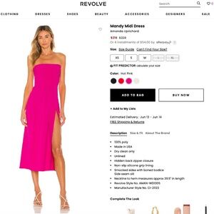 Amanda Uprichard Mandy Midi Pink Dress XS